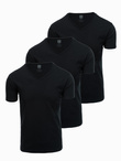 Zestaw bawełnianych męskich t-shirtów V-neck BASIC – 3x czarny V9 OM-TSBS-0233 