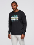 Men's printed sweatshirt worn over the head - black V3 OM-SSPS-0156