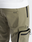 Men's JOGGER pants with zippered cargo pockets - light olive V1 OM-PAJO-0135
