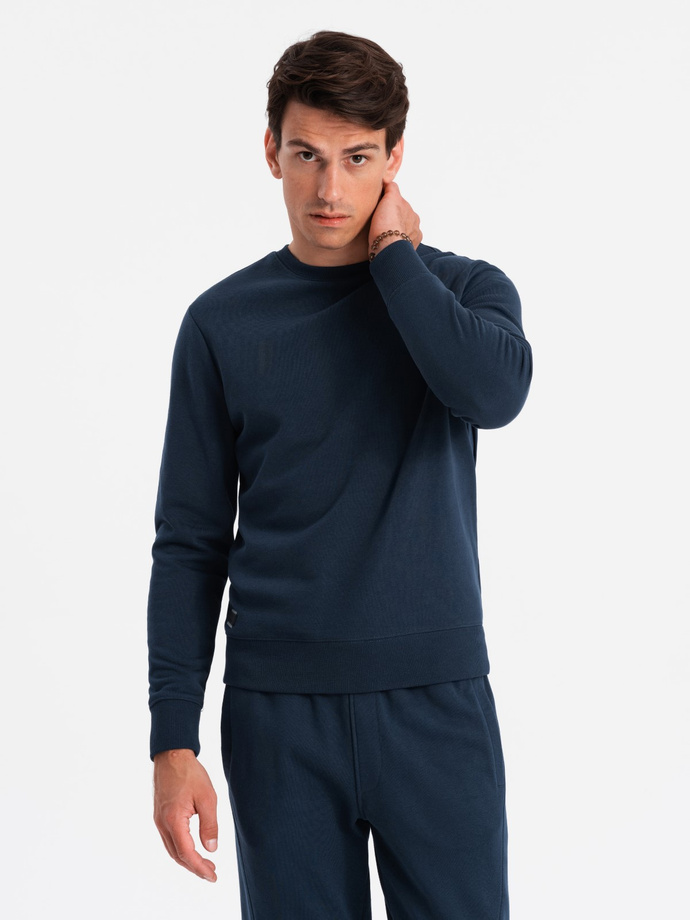 Komplet dresowy bawełniany męski BASIC bluza nierozpinana + joggery – granatowy V1 Z84