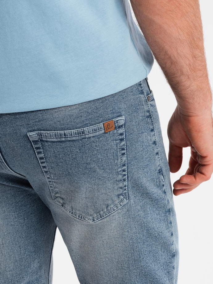 Men's denim shorts with rolled up leg - light blue V1 OM-SRDS-0164