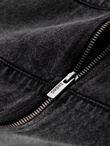 Men's denim bomber jacket with stone wash effect - black V2 OM-JADJ-0163