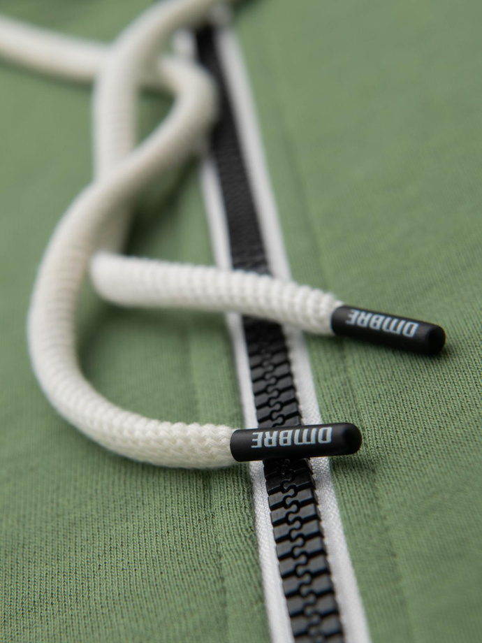 Bluza męska dresowa BASIC rozpinana z kapturem - zielona V3 OM-SSBZ-0178