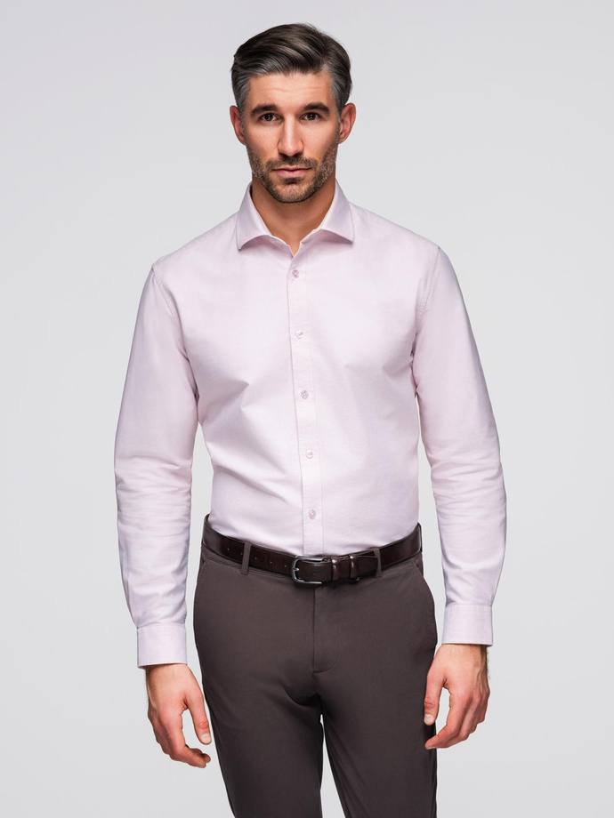 Cotton pastel men's oxford shirt - light pink V1 OM-SHOS-0183