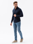Dzianinowa męska koszula SLIM FIT z długim rękawem – granatowa V2 OM-SHCS-0177 