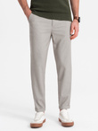 Men's REGULAR FIT chino pants with elastic waistband - gray-beige V1 OM-PACP-0157