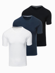 Set of men's t-shirts with round neckline - white/navy/black V2 Z102