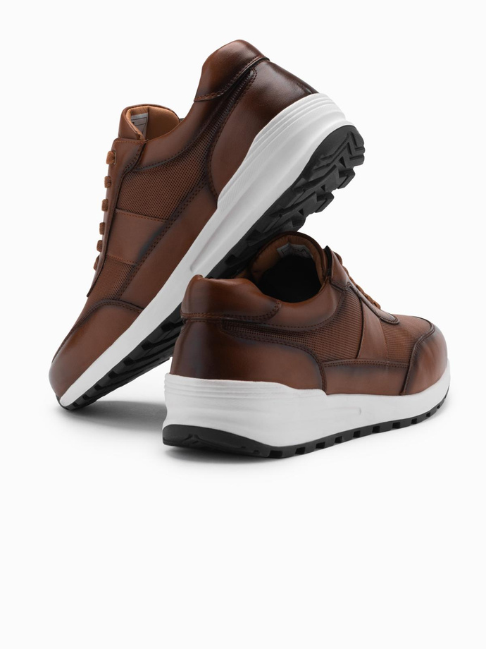 Men's eco leather sports shoes sneakers - brown V1 OM-FOSL-0181