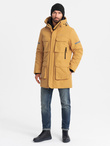Men's long insulated jacket with reflective elements - yellow V2 OM-JALJ-0169