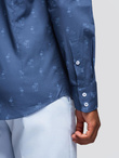 Klasyczna męska bawełniana koszula SLIM FIT w palmy - ciemnoniebieska V5 OM-SHCS-0156