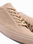 Monochromatyczne buty męskie w stylu streetwearowym – piaskowe V1 OM-FOTL-0183