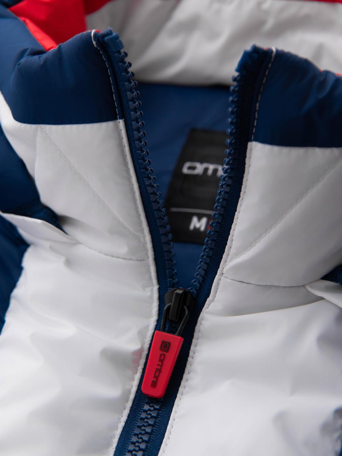 Colorful retro men's sports jacket - blue and white V1 OM-JALP-0296