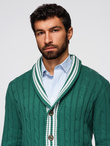 Knitted monochrome men's viscose cardigan - navy blue V1 OM-SWCD-0126
