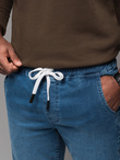 Men's denim joggers with piping - blue V3 OM-PADJ-0156