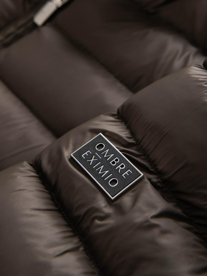 Klasyczna pikowana kurtka męska ze stójką – oliwkowa V3 OM-JALP-0261