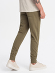 Men's BASIC cotton jogger sweatpants - olive V2 OM-PABS-0174