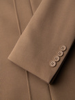 Men's coat with asymmetrical fastening and high collar - light brown V4 OM-COWC-0120