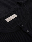 Men's ribbed sweater with buttons at the neckline - black V2 OM-SWSW-0182