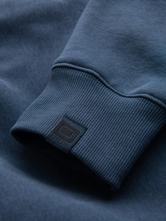 Men's sports hoodie with large print - navy blue V2 B1714