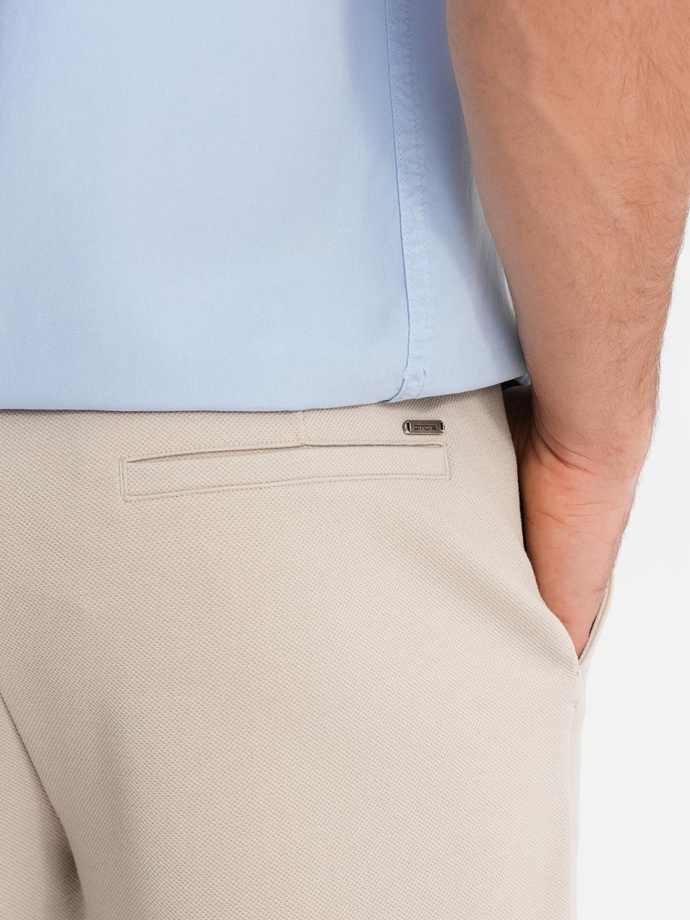 Men's knit shorts with rolled up legs - sand V3 OM-SRCS-0170