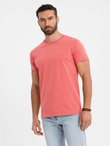 BASIC men's classic cotton T-shirt - coral V17 OM-TSBS-0236