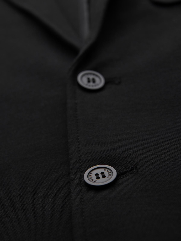 Men's SLIM knit jacket with subtle texture - black V2 OM-BLZB-0101