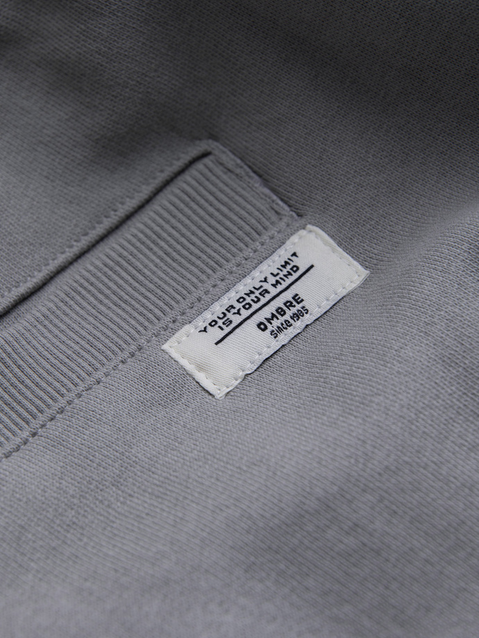 Men's knit shorts with drawstring and pockets - grey V8 OM-SRBS-0139
