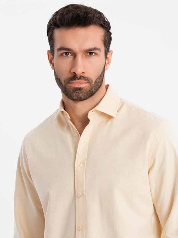 Pastel cotton men's oxford shirt - bright yellow V3 OM-SHOS-0183
