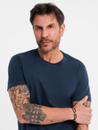 Classic BASIC men's cotton T-shirt - navy blue V2 OM-TSBS-0236