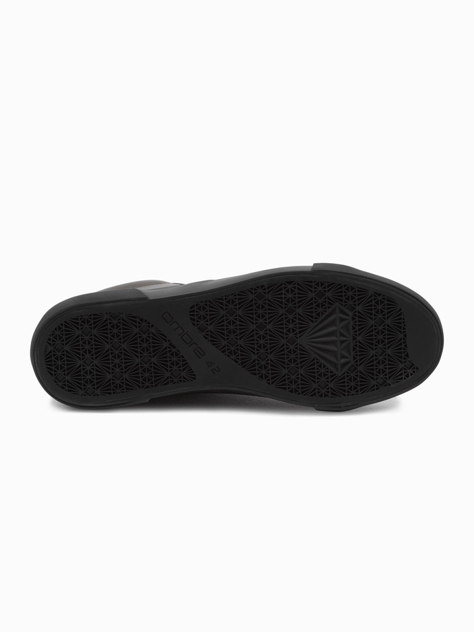 Buty męskie sneakersy za kostkę z kontrastową podeszwą - grafitowe V3 OM-FOTH-0124