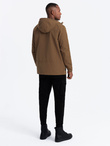 Men's lightweight storm jacket with hood - brown V2 OM-JANP-0191