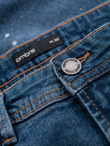 Men's short denim shorts with rubbing and rolled up leg - blue V2 OM-SRDS-0186