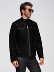 Kurtka męska biker ze stójką w stylu retro – czarna V2 OM-JAFL-0197