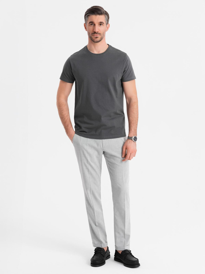Męski klasyczny bawełniany T-shirt BASIC - grafitowy V15 OM-TSBS-0236