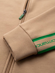Men's unbuttoned sweatshirt with piping and high collar - brown V1 OM-SSZP-0224