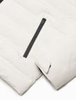 Men's winter jacket with detachable hood - cream V2 OM-JAHP-0150