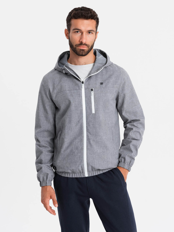 Men's lightweight sports jacket with fleece lining - gray V3 OM-JANP-0136