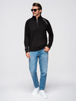 Men's sweatshirt with unbuttoned high collar and contrasting print - black V1 OM-SSZP-0211