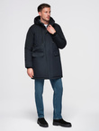 Classic long men's parka jacket - black V6 OM-JAPJ-0313