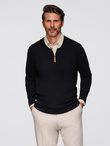 Men's sweater with viscose and spread neckline - black V2 OM-SWZS-0124