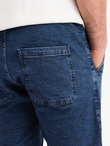 Men's denim shorts with rolled up leg - dark blue V2 OM-SRDS-0161 