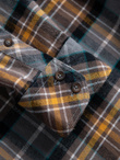 Męska flanelowa koszula w kratę z kieszeniami - szaro-żółta V1 OM-SHCS-0149