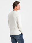 Men's knitted half turtleneck with viscose - cream V4 OM-SWTN-0100 