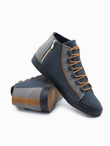 Men's sneakers shoes with contrasting elements - navy blue V2 OM-FOTH-0140
