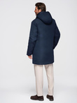 Elegant men's parka with cargo pockets and hood - navy blue V2 OM-JAPJ-0287