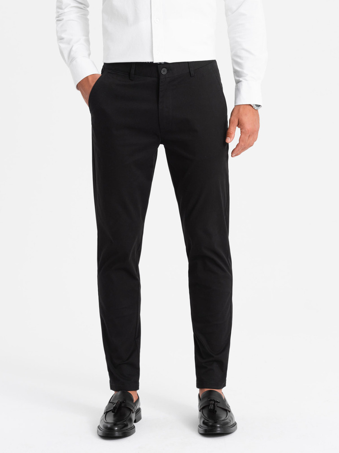 Jednolite męskie spodnie chinosy SLIM FIT – czarne V5 OM-PACP-0183