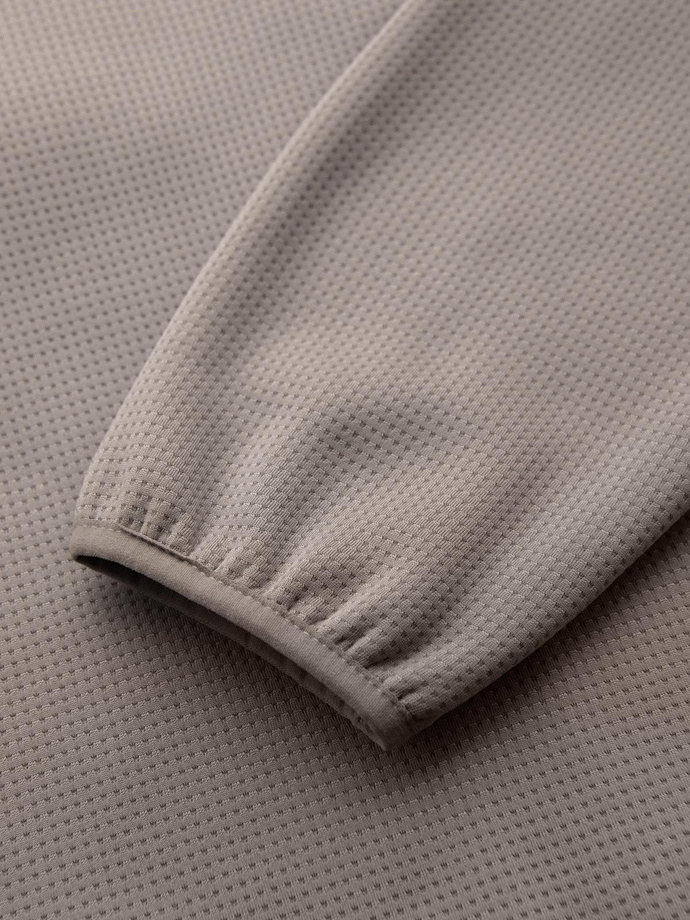 Men's lightweight jacket of combined materials with hood and decorative quilting - ash V3 OM-JANP-0160 