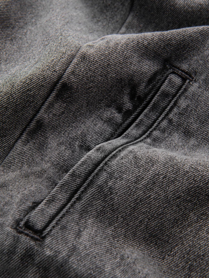 Men's denim bomber jacket with stone wash effect - grey V1 OM-JADJ-0163