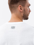 T-shirt męski bawełniany z nadrukiem - biały V1 S1753