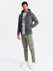 Rozpinana męska dresowa bluza BASIC – grafitowa V11 OM-SSBZ-0160